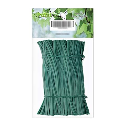 POYEE 6" 15cm Garden Twist Ties Plastic Garden Plant Support Cable Cord Ties (200, Green) Cover