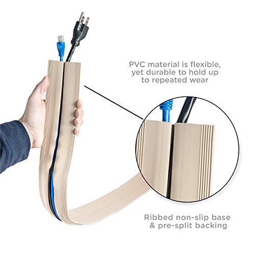 Cordinate 10 Ft Cord Cover Floor, Cord Protector, Cord Management, Cord Concealer, Cable Hider And Cable Raceway, Extension Cord Cover, Tan, 43002 #TOP3