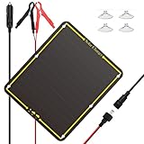 12V 15W Solar Car Battery Maintainer Trickle Charger, Portable Solar Panel Charging Kit for RV, Car,...
