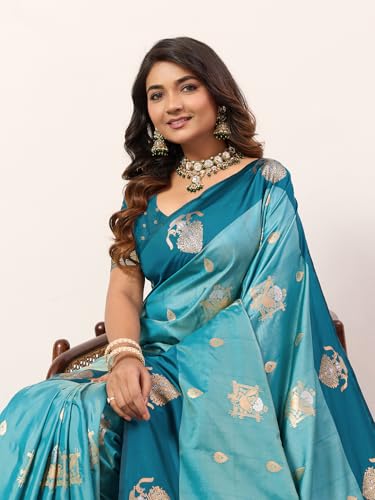 Image of SGF11 Women's Kanjivaram Pure Soft Silk Saree With Unstitched Blouse Piece