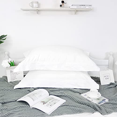 Lemfux 100% Cotton White Pillow Shams With Decorative Lines, Elegant Luxury Pillowcases For Bed Pillows, Ultra Comfortable Durable Pillow Covers With Envelope Closure (Queen Size, 2 Pack) #TOP2