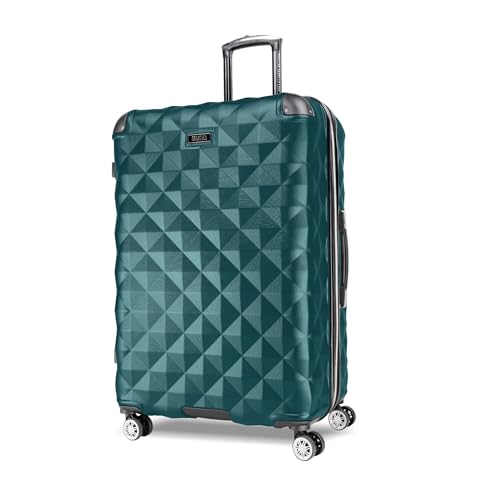 Image of Kenneth Cole REACTION Diamond Tower Collection Lightweight Hardside Expandable 8-Wheel Spinner Travel Luggage, Deep Teal, 28-Inch Checked