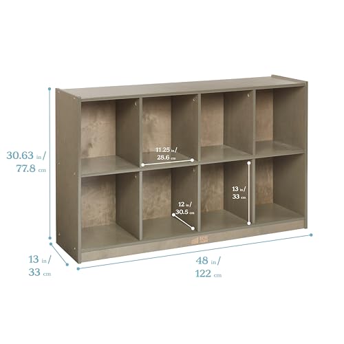 Image of ECR4Kids 8-Compartment Mobile Backpack Storage Cabinet, Classroom Furniture, Grey Wash