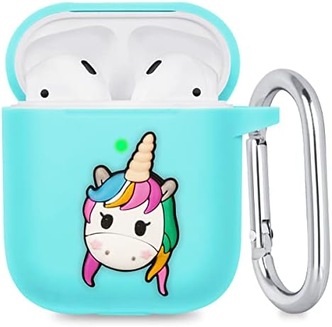 Flocute Silicone Case Compatible with AirPods 1&2 Silicone Cartoon Case with 3D Unicorn Funny Cute Cover with Keychain Gift for Women Girls Kids for AirPods 1th 2th (Unicorn)