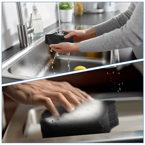 Image of Tioncy 12 Pack Black Cat Sponges Bulk Dual Sided Scrubber Sponges Dishwashing Non Scratch for Cat Kitchen Accessories Dish Scouring