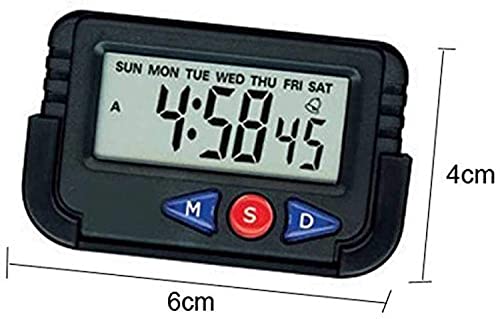 Image of Mini Digital LCD Table Desk Calendar Timer Stopwatch | Digital Alarm Clock with Date and Time | Flexible Stand for Car Dashboard, Office Desk (Black, 6.4x4 cm)