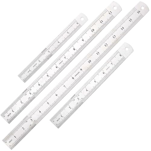 PICAGER 4-Pack Metal Ruler Set, Inch and Metric Stainless Steel Ruler, 6/8/12/16 inch, 15/20/30/40cm 1 PICAGER-Metal-Ruler-Set-6-8-12-16-inch-SAE-Stainless-Steel-Ruler-with-Metric-Scale-15cm-20cm-30cm-40cm-4-Pack