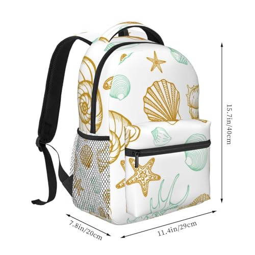 Beach Ocean Theme Starfish Seashell Backpack Lightweight Travel Casual Bags Large Capacity Travel Daypack Bag2
