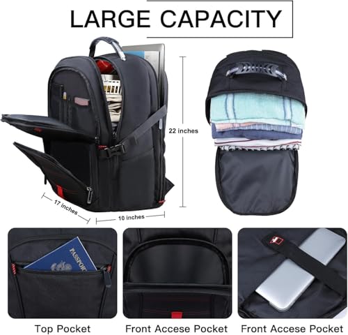 Image of ANTERK Extra Large Backpack 18.4 Inch Travel Laptop Backpacks for Men Women | 55L Travel Backpacks Anti Theft Water Resistant College Bussiness TSA Airline Approved Work Computer Backpack, Black