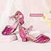 PANDANINJIA Girls Dress Shoes Sequins Princess Sandals Closed Toe Fuchsia Sequin Low Heels Toddler Little Big Kid Flower Girl Wedding Party Size 4 Shoes