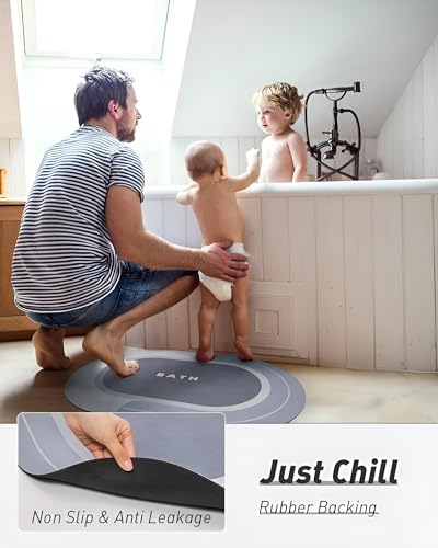 Image of QONETIC 2 Pcs Bathroom Mat Anti-Slip Quick Dry Water Absorbing | Anti-Skid Rubber & Silicon Floor Mat for Home, Kitchen & Washroom | Super Absorbent Non-Slip Doormat (40x60 cm)