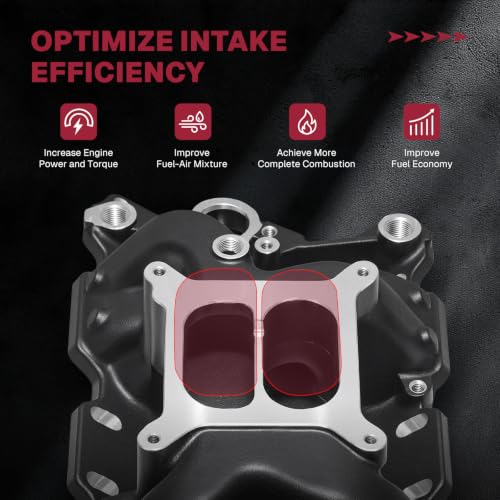 Image of 2026 7501 Intake Manifold Aluminum Performance Dual Plane Air-Gap Compatible with Chevy Small Block SBC 1955-86 262 265 267 283 302 305 307 327 350 400 V8 Engine, Black