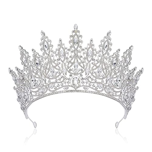 SWEETV Tiara Crown for Women Crystal Princess Headpiece Silver