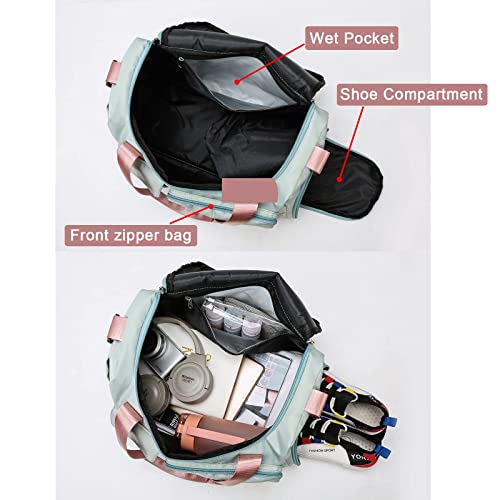 Image of Small Gym Bag for Women, Travel Duffle Bag Carry On Weekender Bag with Shoe Compartment