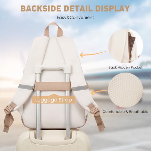 Image of WINDARS School Backpack for Teen Girls, Cute College Backpacks for Women Students Aesthetic Bookbag Large 15.6 Inch Laptop Bag Middle School Travel Back Pack (Khaki Beige)