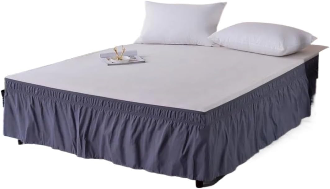 Bed Skirt Valance For Bed,Dust Ruffle Solid Color Wrap Around Ruffled Skirt With Strong Elastic -Fade Resistant Fabric 15 Inch High(Indigo Blue,180x200x38cm)