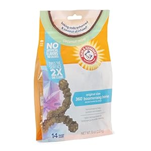 Arm & Hammer for Pets Fresh Spectrum 360 Degree Boomerang Bone Dental Treats | Dental Chews Fight Bad Breath, Plaque & Tartar Without Brushing | Coconut Mint Flavor, 14 Count