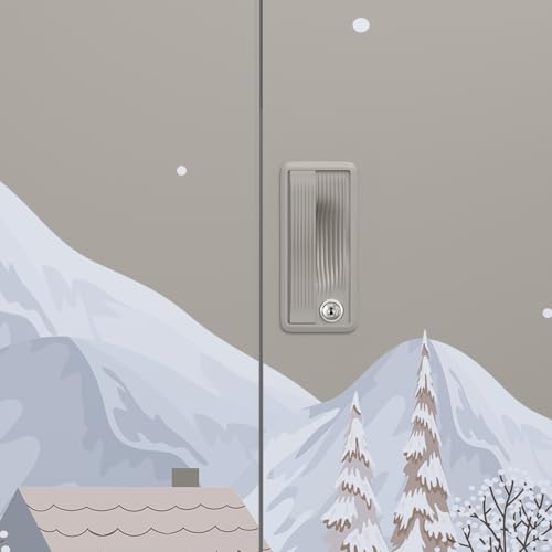 Image of Interio by Godrej Slimline 3-Door Digital Printed Steel Almirah (Snowscape Warm Grey), 1-Year Warranty, 1 Locker