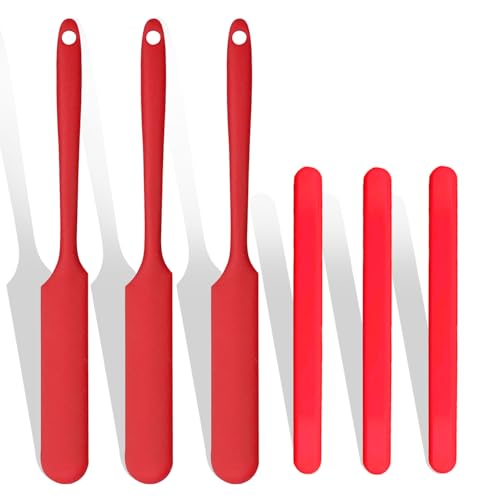 Image of 6Pcs silicone wax applicator Non-stick Waxing Applicator Hair Removal Sticks Applicator Spatula Reusable Hard Wax Scraper for Home Salon Body Use (Red)