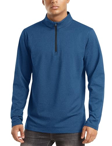 Image of TACVASEN Men's Sports Shirts 1 /4 Zip Long Sleeve Fleece Lined Running Workout Pullover Tops Sweatshirt