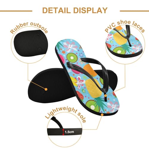 Tropical Fruits Flower Lightblue Flip Flops for Beach Thong Sandals Anti-slip Lightweight Beach Shoes for Travel Summer Outdoor3