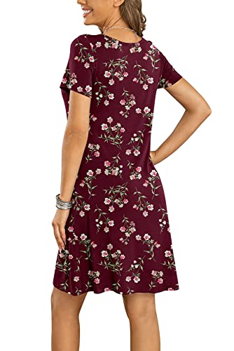 Image of Women's Summer Casual Tshirt Dresses Short Sleeve Cover ups Beach Loose Dress