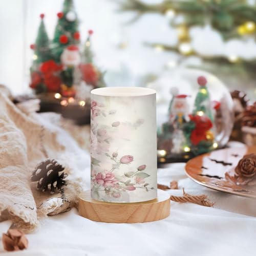 Image of ALAZA Pink Rose Flowers Flickering Flameless Candles Floral Battery Operated with Remote Timer,Tea Light Candles LED Pillar Votive Candles Set of 2 for Outdoor Indoor Decorations