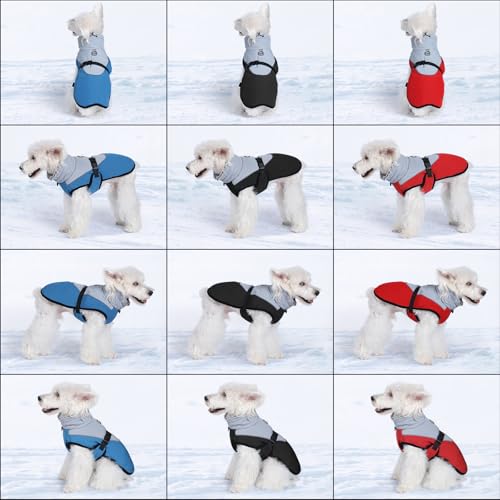 Savlot Hundemantel: Reflektierende Hunde-Wintermäntel mit Verstellbarer Schnalle, Wasserfest, für kleine, Mittelgroße und Große Hunde, Blau, M