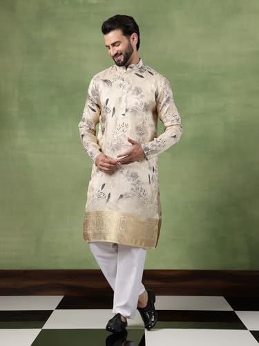 Image of SOJANYA (Since 1958 Men's Silk Banarasi Design Long Kurta