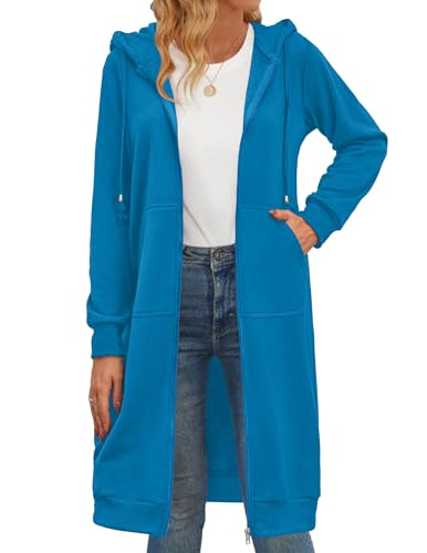 Zeagoo Women's Zip Up Hoodies Oversized Fleece Long Tunic Sweatshirts Casual Long Sleeve 2024 Fall Hoodie Jacket Coat