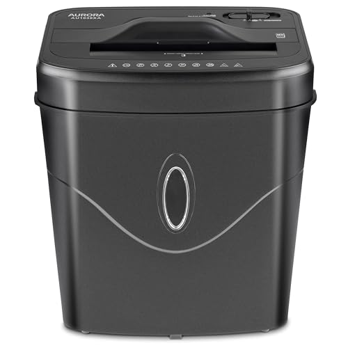 Aurora AU1030XA Trituradora de papel de corte transversal de 10 folhas com caixote do lixo de 4,4 ga