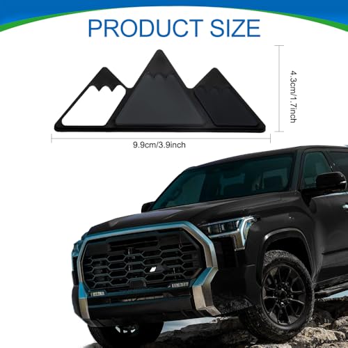 Image of Tri-Color Grille Decor Badge, Front Grill Emblem, Tri-Color Grille Badge Emblem Decoration Accessories, Grille Insert Trims Car Decor Fit for Tacoma 4Runner Tundra (Snow Mountain Black)