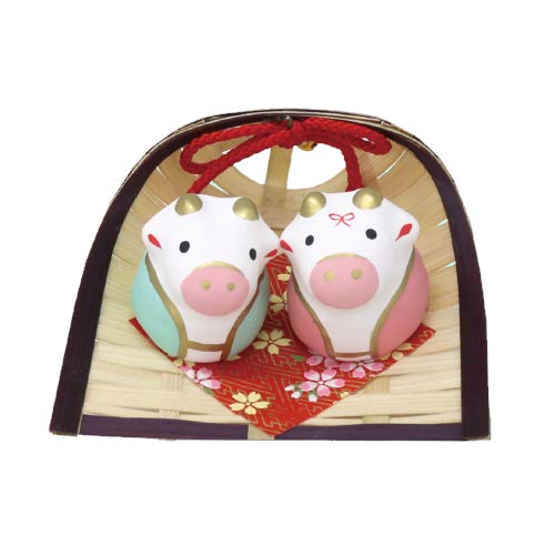 Amazon | 【2021年干支（丑・牛・うし）張り子置物】 ミニ福々丑（うし