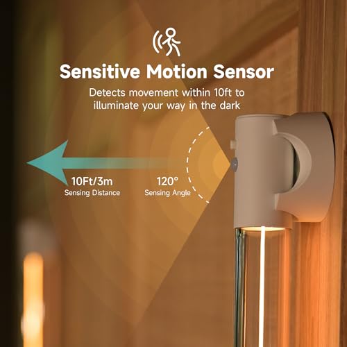 Image of AUGE LIGHT Motion Sensor Light Magnetic Body Sensor Wall Light Wall Sconce Rechargeable USB Torch Lights Cordless Handheld for Bedside Stair Hallway (White)
