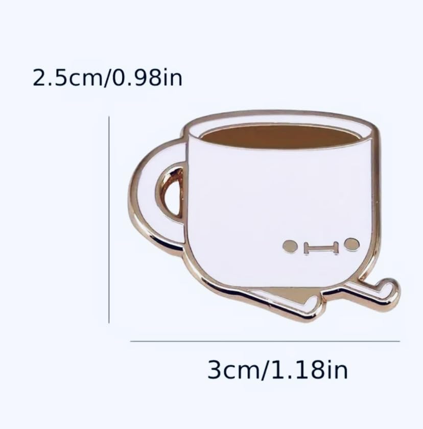 Image of Coffee Pin, Coffee Mug with Legs Enamel Pin, White Coffee Cup Brooch, Tea Cup, Caffeine Give Me Energy Pin, Gift