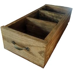 Cajones De Madera Con Divisiones Aketemola cajón de madera con tres divisiones alargado rústico handmade color nogal con tirador metálico