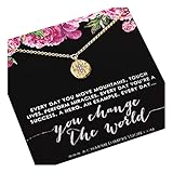 Everyday You Change the World • Gift for Nurse, Foster Mom, Social Worker, Mentor, Teacher • 14k Gold • Diamond Starburst Necklace • Gratitude Appreciation • Thank You Gifts • Inspirational Jewelry