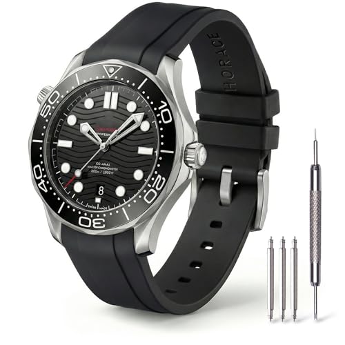 Bracelet Montre 20 mm Caoutchouc FKM pour Remplacer le Bracelet de Votre Omega Seamaster