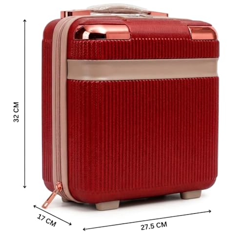 Image of Cosmetic Bag Case Travel Hand Luggage Small Portable Carrying Suitcase Makeup Case for Women Organizer Box Vanity Mini Suitcase (Red)