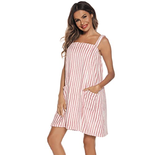 Verve Jelly Women's Spa Wrap XXL Striped Pink Bathrobe - Image 4
