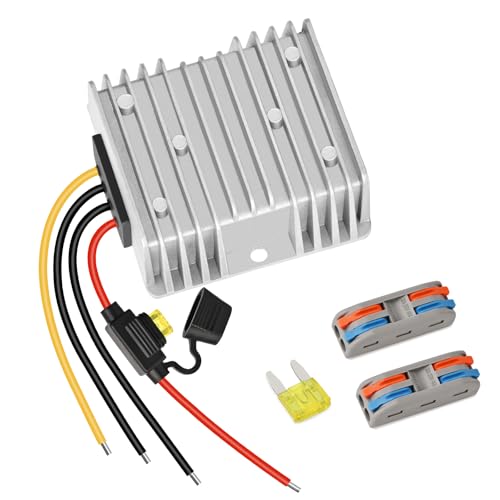 20A 240W Golf Cart DC 18V 20V 24V 36V 48V to DC 12V Converter Step Down Voltage Regulator Reducer Buck Power Converter Waterproof Transformer with Fuse(Input Voltage DC18V-58V)