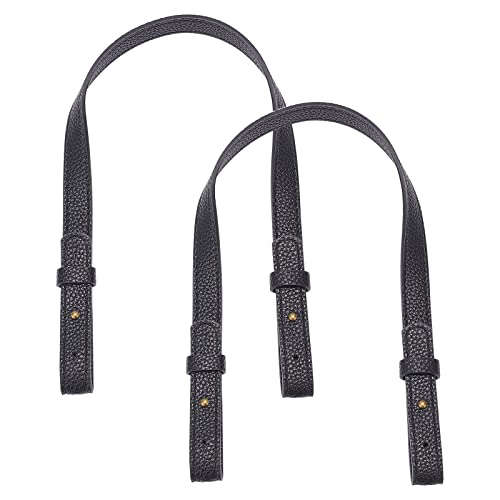Image of WADORN 2pcs Leather Shoulder Bag Strap, 30.3 Inch Adjustable Purse Strap Replacement Handbag Strap Belt Tote Bag Strap with Rivets for Briefcase Messenger Bag Bucket Bag, 0.9 Inch Width, Black