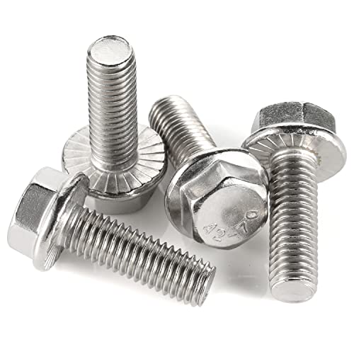 Image of 1 /4-20 x 1-1 /2 inch Flange Hex Head Bolts, Stainless Steel 304, Fully Threaded, 50 PCS