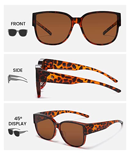DUCO Fit Over Sunglasses for Men Women Wear Over Glasses Retro Wrap Around Polarized Sun Glasses UV400 Protection4