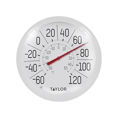 Taylor Big & Bold Indoor Outdoor Dial Thermometer, Decor for Patio, Pool, or Garage, 8.5 Inch, White Bezel