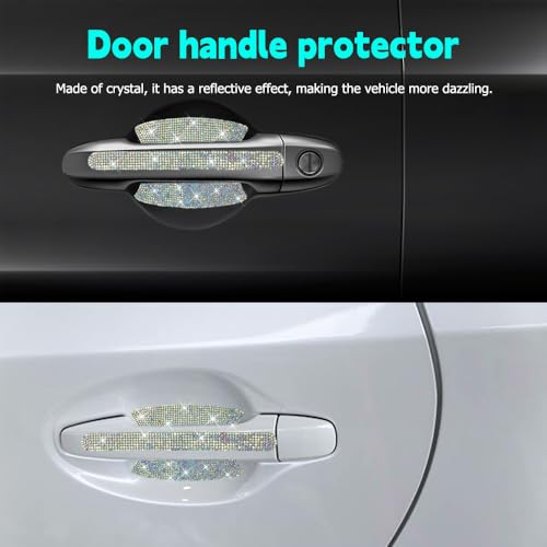 Image of 10PCS Car Door Handle Protective Cover,Bling Handle Protector,Car Door Handle Anti Scratch Sticker,Crystals Have A Reflective Effect, Making Vehicles Dazzling (Colourful)