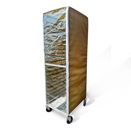 Bakery Food Pan Sheet Rack Cover – Heavy Duty PVC Vinyl Zippered Bun Pan Rack Cover – Long-lasting Use Durable Cover with 2 Zippers – Made in USA (Beige, 23"W x 28"L x 33"H)