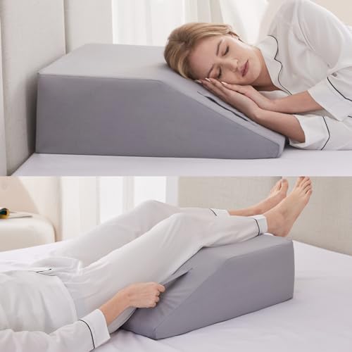 Leg Elevation Pillow for After Surgery, 6inch Foam Leg Elevating Pillow for Swelling and Blood Circulation, Leg Wedge Pillow for Sleeping, Knee Pillow for Knee Hip Ankle Pain Relief, Velvet