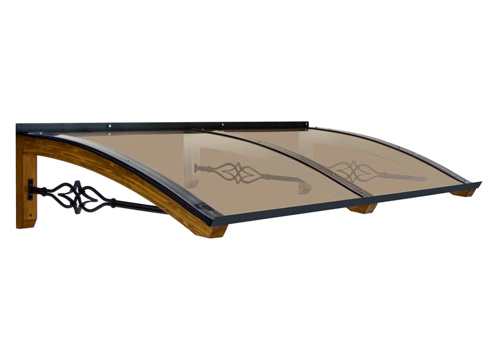 Pensilina da esterno in legno lamellare, copertura in policarbonato compatto Bronzato, Modello Legno Stella, dimensioni 100 x 250 cm, colore legno Mielato