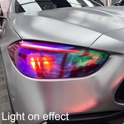 Image of HOME13 Self Adhesive Auto Car Tint Headlight Taillight Fog Light Vinyl Smoke Film Sheet Sticker Cover Car & Bike Protection Film (Chameleon Pink, 24x80 Inch)